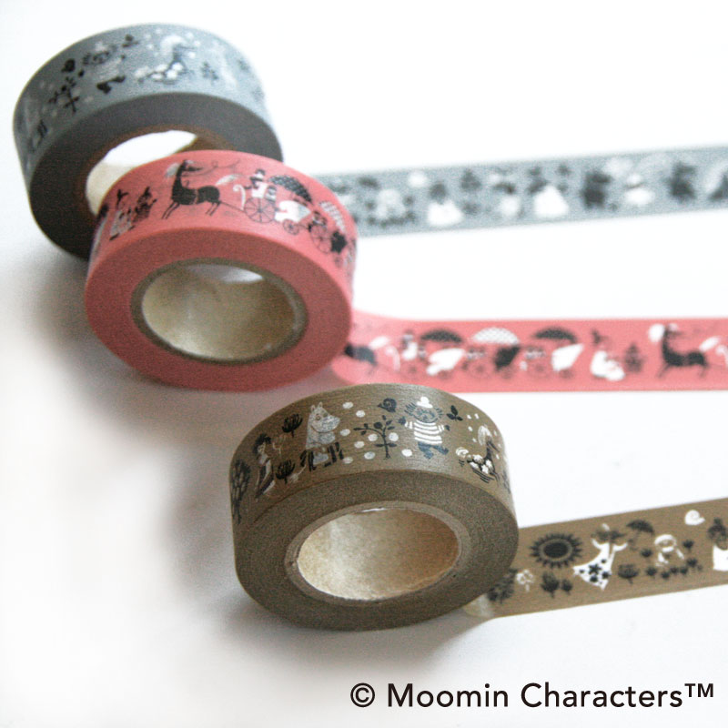 mt マスキングテープ MOOMIN ムーミン 『ムーミン谷の仲間たち』クラフト/ グレー　『馬車とアンブレラ』サーモン