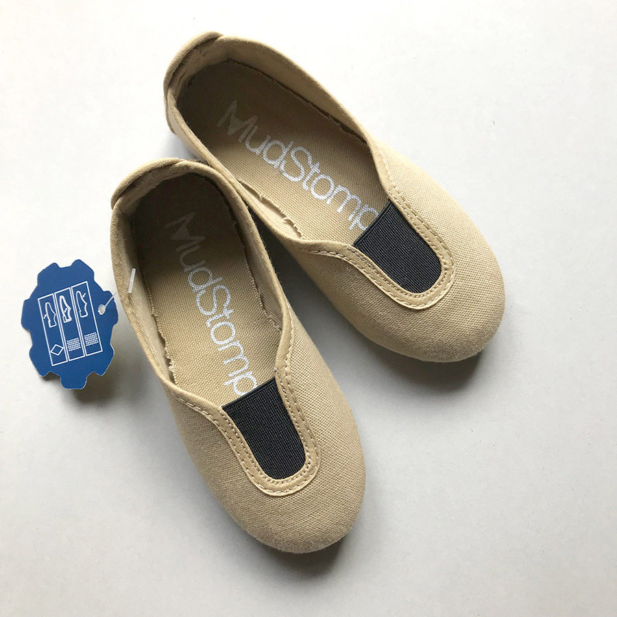 La Cadena GIMNASIA - Panel Slip On Beige / Black 上履き 11.5-18.5cm