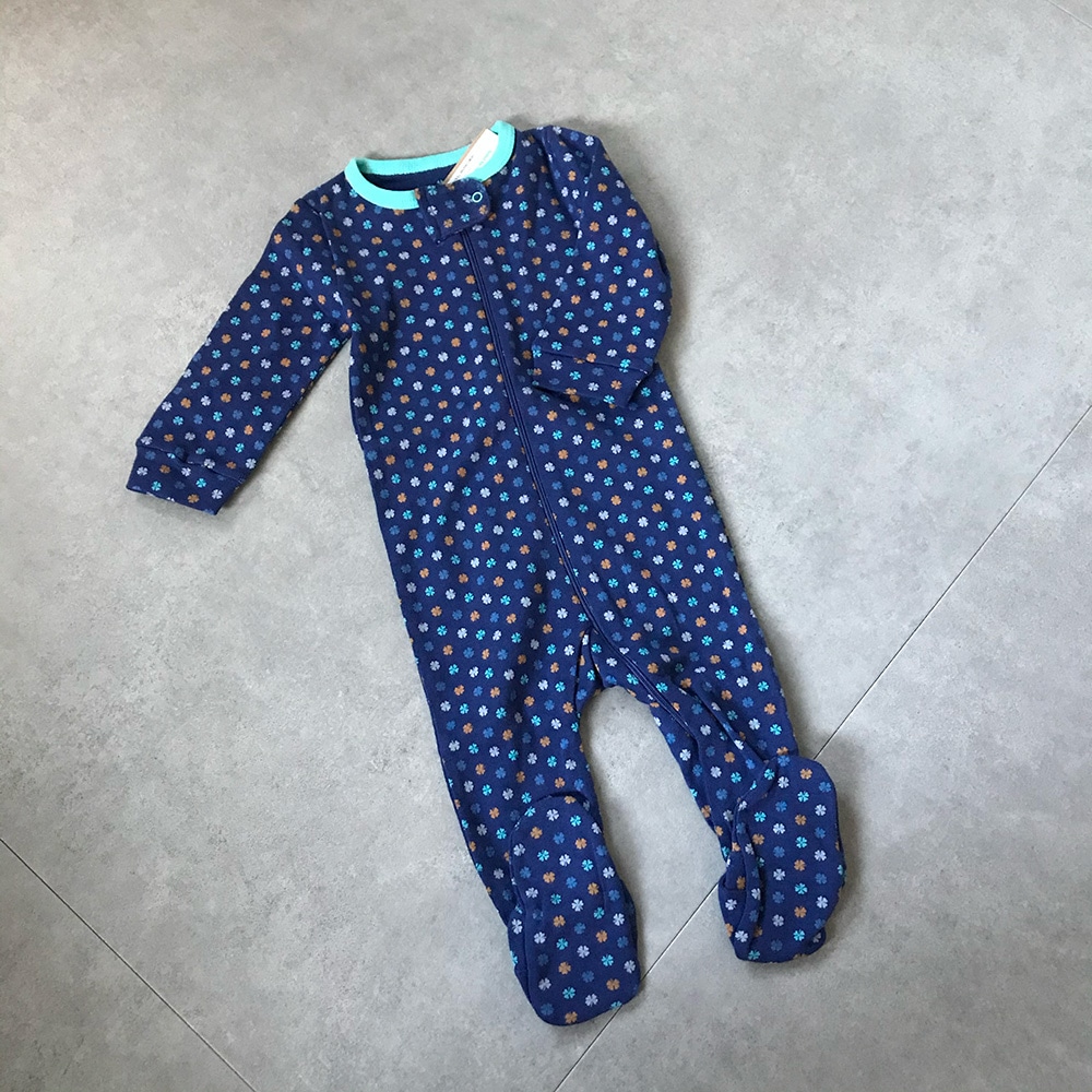 【70％再下】HOLLY'S ホリーズ 13AW Bodysuit w feet L/S Multi NAVY 足つき長袖ロンパース 70-80/90