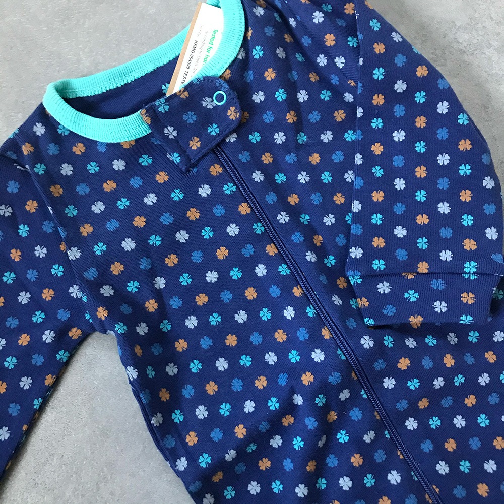 【70％再下】HOLLY'S ホリーズ 13AW Bodysuit w feet L/S Multi NAVY 足つき長袖ロンパース 70-80/90