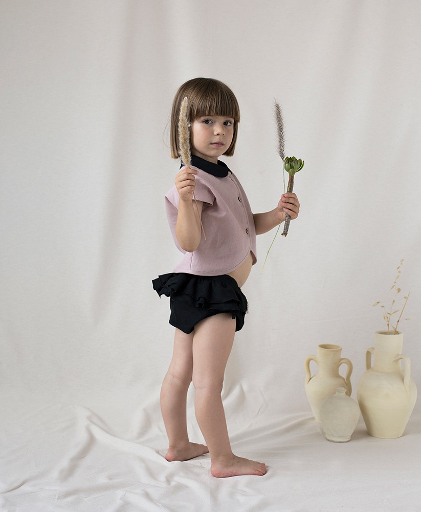 [50%off] From Spain Popelin Beige culotte with frills 70-80/80-90/90-100　　[※1 クリックポスト可]　Dusty Pink