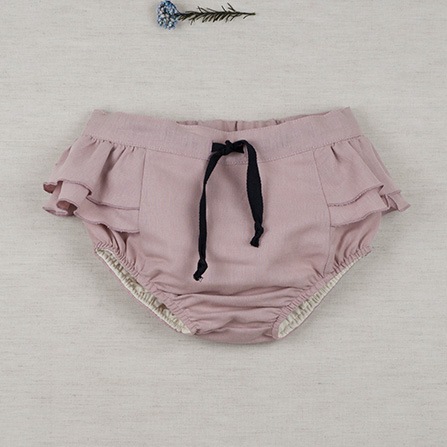 [50%off] From Spain Popelin Beige culotte with frills 70-80/80-90/90-100　　[※1 クリックポスト可]　Dusty Pink