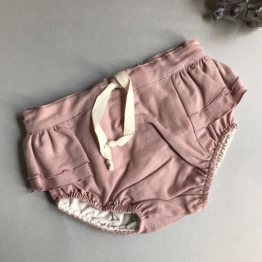 [50%off] From Spain Popelin Beige culotte with frills 70-80/80-90/90-100　　[※1 クリックポスト可]　Dusty Pink