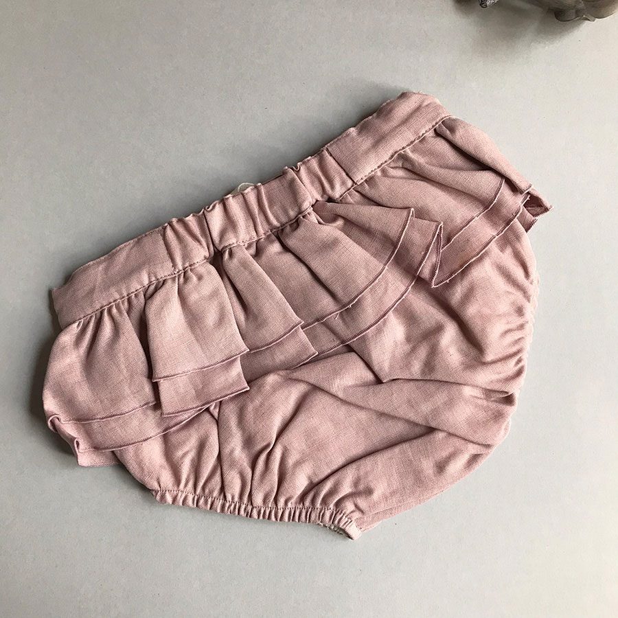 [50%off] From Spain Popelin Beige culotte with frills 70-80/80-90/90-100　　[※1 クリックポスト可]　Dusty Pink