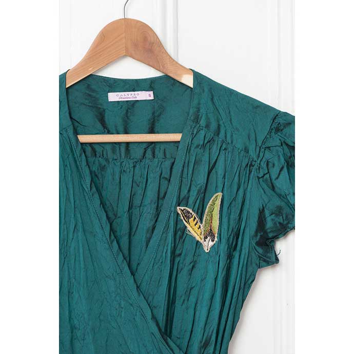 Coral & Tusk コーラルアンドタスク 13AW 刺繍バッチ silk quetzal feather pin GREEN