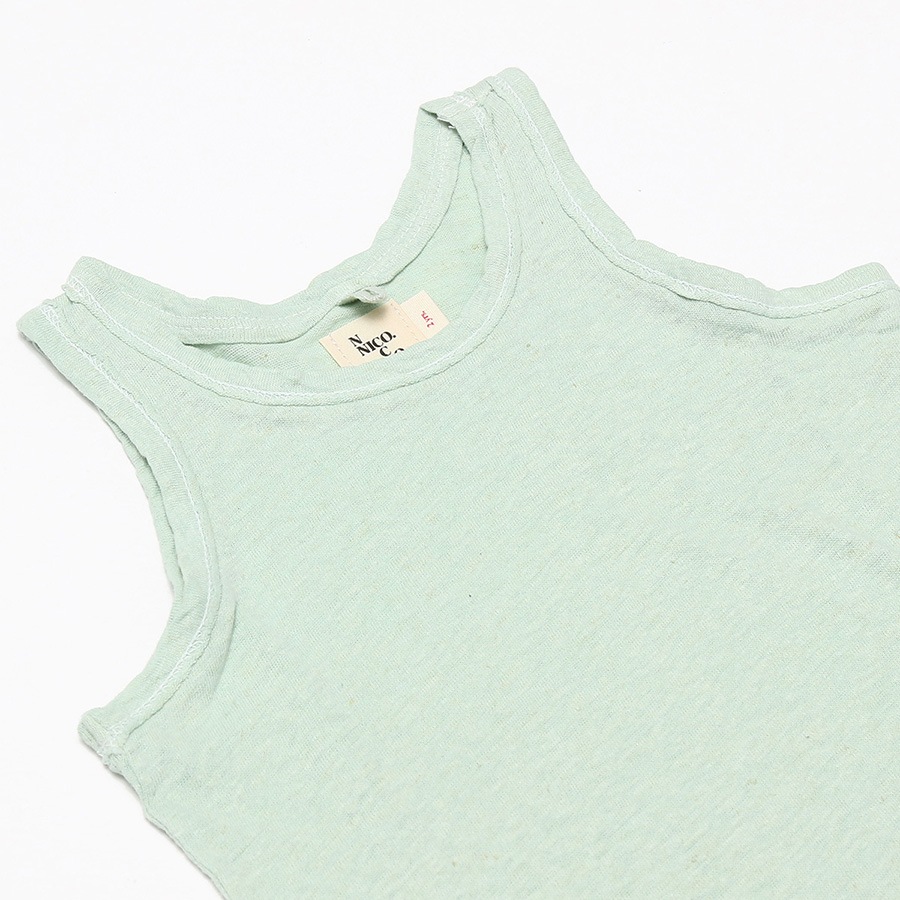 【再下-70%】NICO.NICO CLOTHING  16春夏 ニコニコ オーガニックコットン BOWIE HEMP TANK 麻紺タンクトップ-/-/-/8Y/- セージ