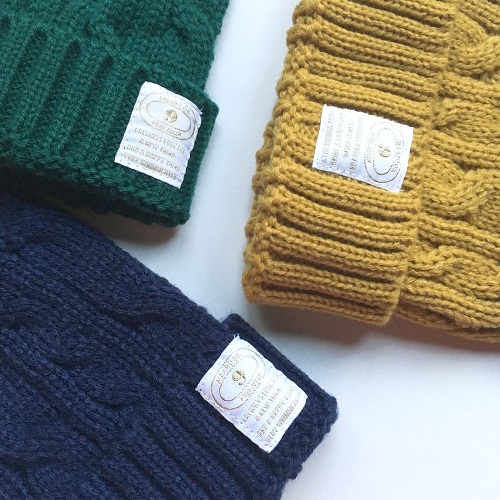[60%off] maarook マルーク 16AW ケーブルニットキャップ  ネイビー／マスタード／グリーン
