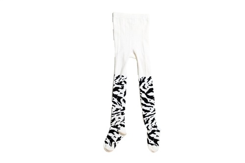 【-60％】POPUPSHOP ポップアップショップ  Stocking Tiger  ホワイトタイガー タイツ オーガニックコットン混紡 0-1/-/4-5/6-8