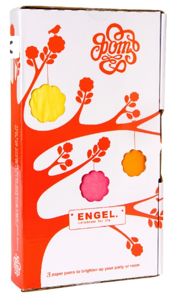 ENGEL Pom Pom 大きなビッグペーパーフラワー　パーティーの飾り付けにも　orange, yellow, pink (3点set)