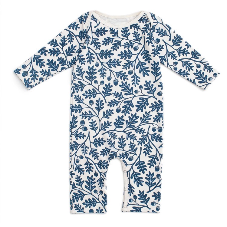 [50%OFF] From Brooklyn winter water factory Long Sleeve Romper - Oak Leaves Navy ロンパース 70/80
