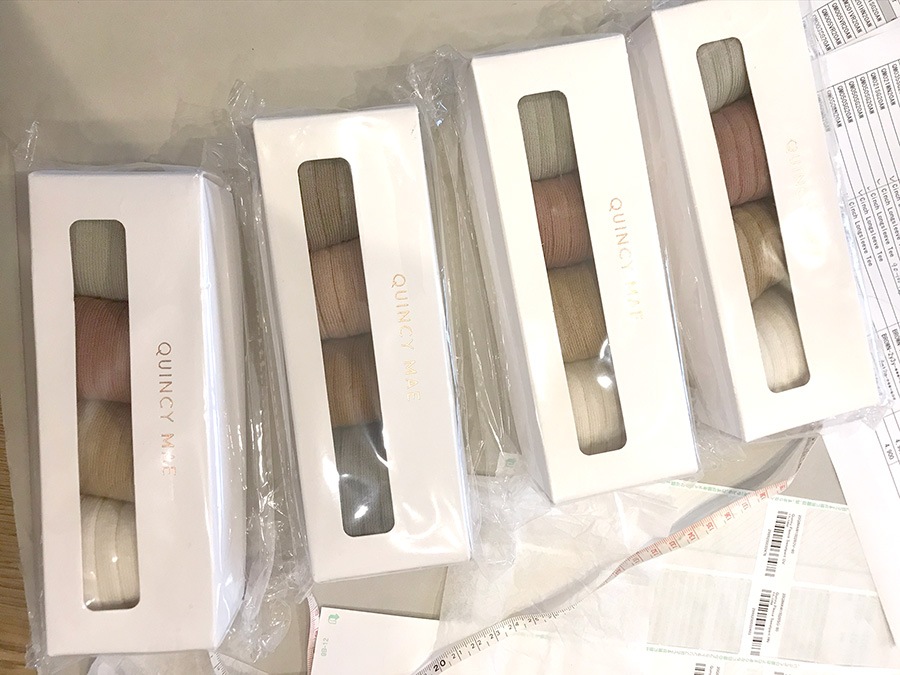 [40%off] Quincy Mae オーガニックリブニット Baby Socks 4足セット ご出産祝い　カラーC Quincy Mae\帽子・雑貨