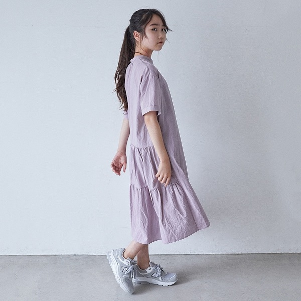 [60%OFF] undeny. ワッシャーブロード ティアードワンピース  1(140-150)/2(150-160)/F(大人0) WH/PU