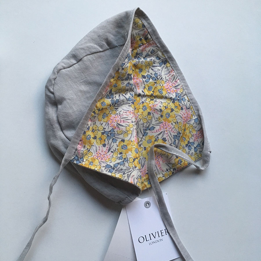 ● ロンドンから OLIVIER judith リネン x リバティ ボンネット 42-46（新生児-6ヶ月）/48（6ヶ月-1歳）