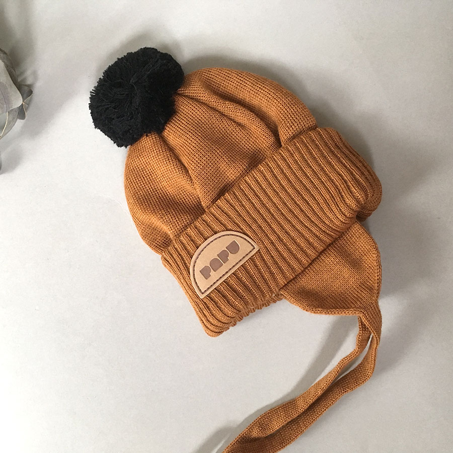 【60% OFF】From Finland PAPU APU POM POM WOOL BEANIE, Monkey Brown, Black  オーガニックコットン　新生児/48-50/51-53/54-56