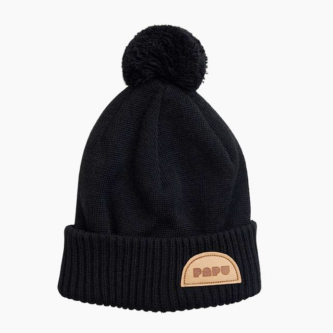 【60% OFF】From Finland PAPU POM POM WOOL BEANIE, Black  オーガニックコットン 新生児/-/-/-