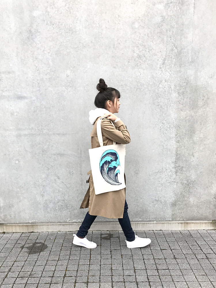 [50%off] From Denmark soft gallery Tote bag in organic cotton with wave print 38 x 40cm　[※1 クリックポスト可]　