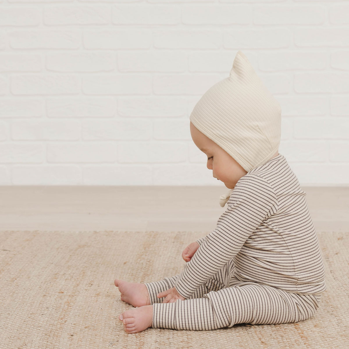 [30%off] Quincy Mae オーガニックコットン RIBBED PIXIE BONNET [ネコポス対応可] TERRACOTTA 6ヶ月 / 1歳