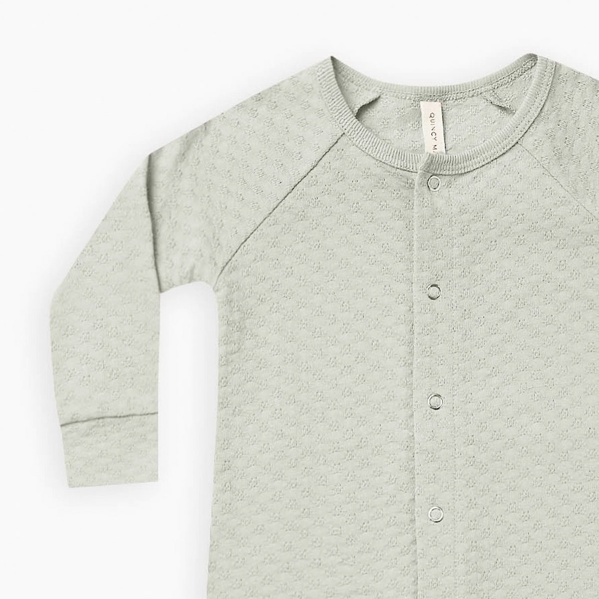 [30%off] Quincy Mae オーガニックコットン POINTELLE LONG JOHN  [ネコポス対応可] MINT 60-70/80-90