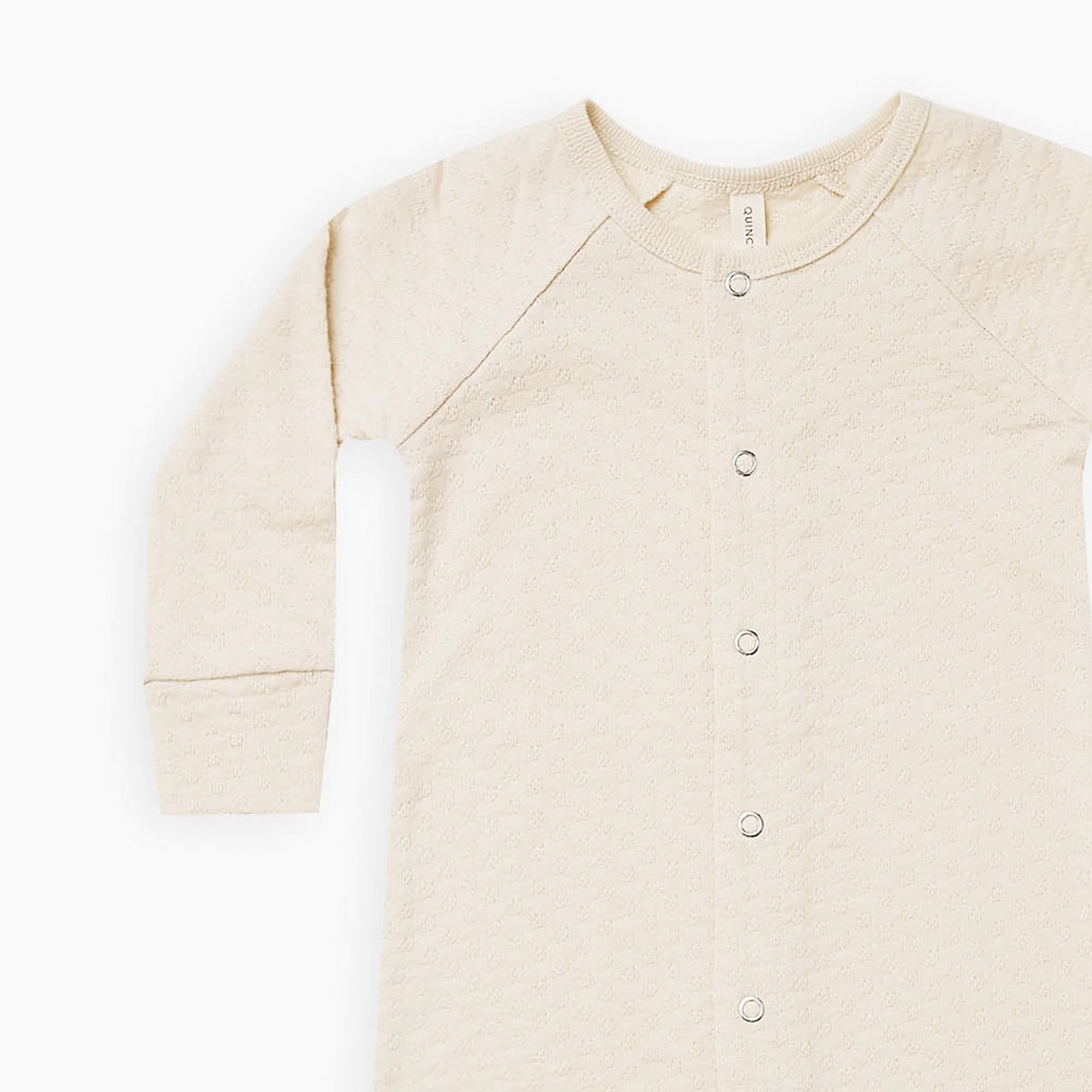 [30%off] Quincy Mae オーガニックコットン POINTELLE LONG JOHN  [ネコポス対応可] NATURAL 60-70/80-90