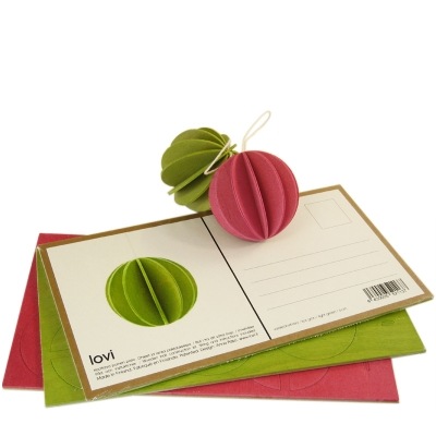 lovi オーナメントカード ALL（ボール） /ピンク/ 6cm大 1個（プライウッド白樺）