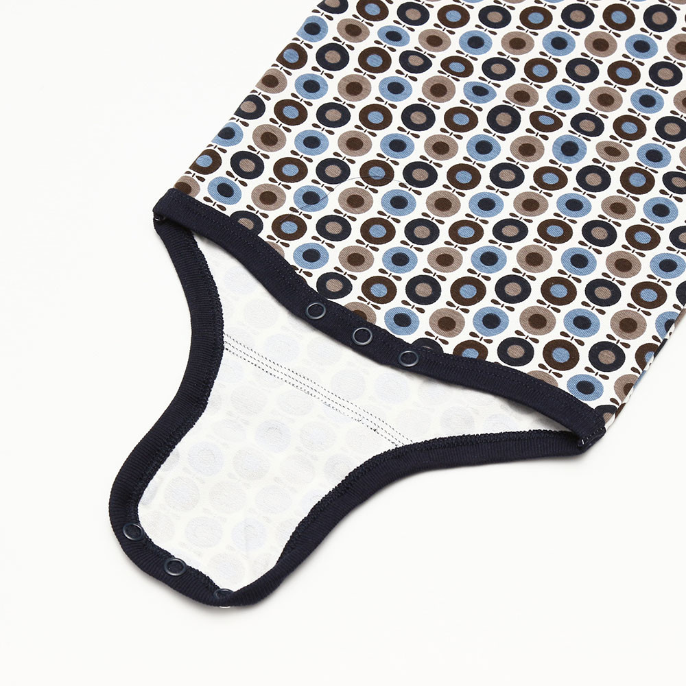 Katvig キャトヴィ オーガニックコットン ミニアップル 半袖ボディ　Body S/S 68/80   Mini Apple Blue/sand