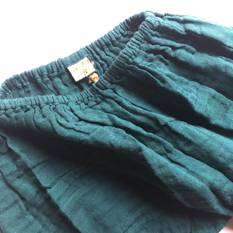 Numero 74 ヌメロ Emi Bloomer  ～6ヶ月/2歳ぐらいまで　ダブルガーゼブル 深緑 by イタリア Teal Blue [※1 クリックポスト可]　