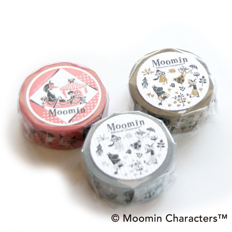 mt マスキングテープ MOOMIN ムーミン 『ムーミン谷の仲間たち』クラフト/ グレー　『馬車とアンブレラ』サーモン
