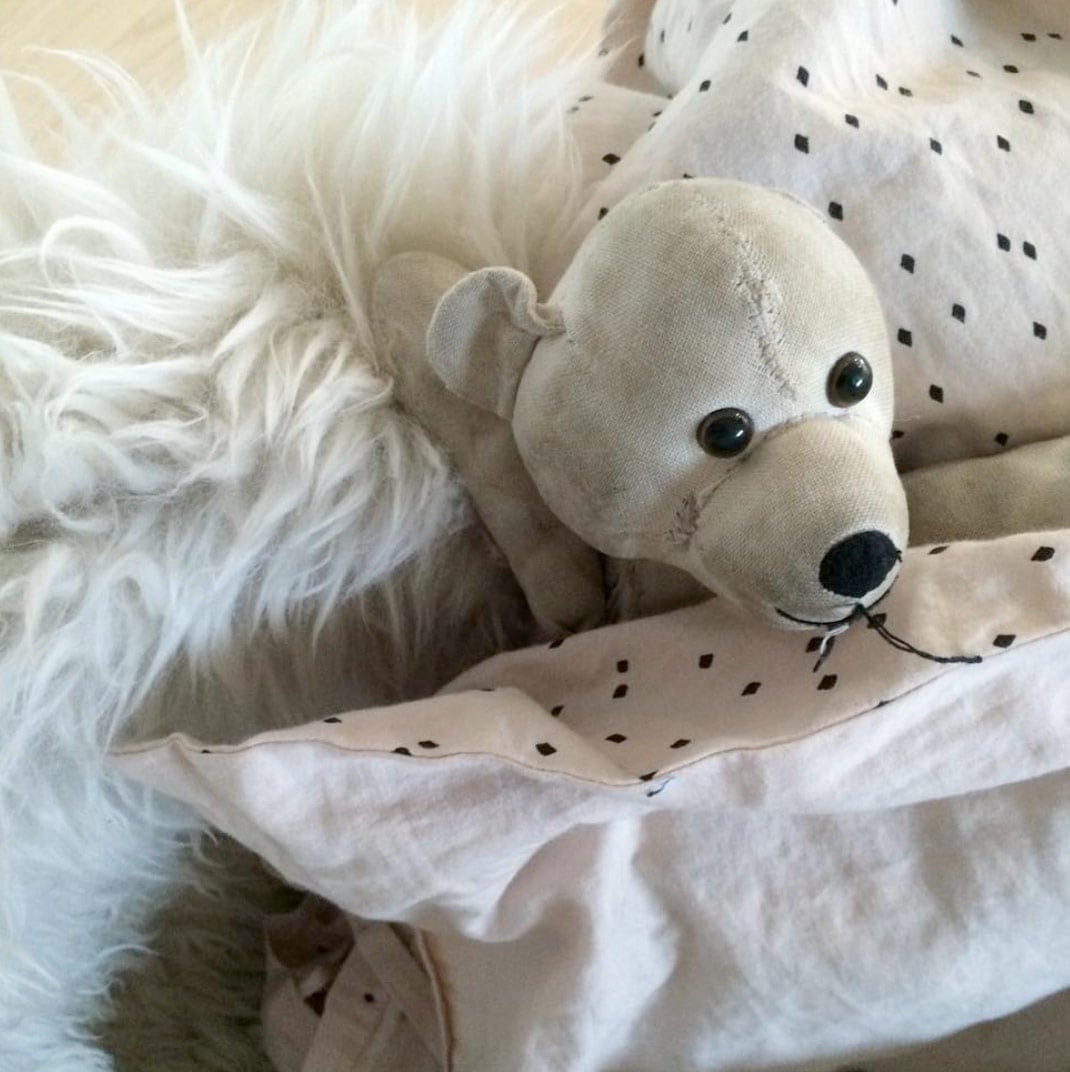 From Knast Juinor Linen Harlequin 100x140-40x42 ベッドリネンセット ニギニギつき blue/rose