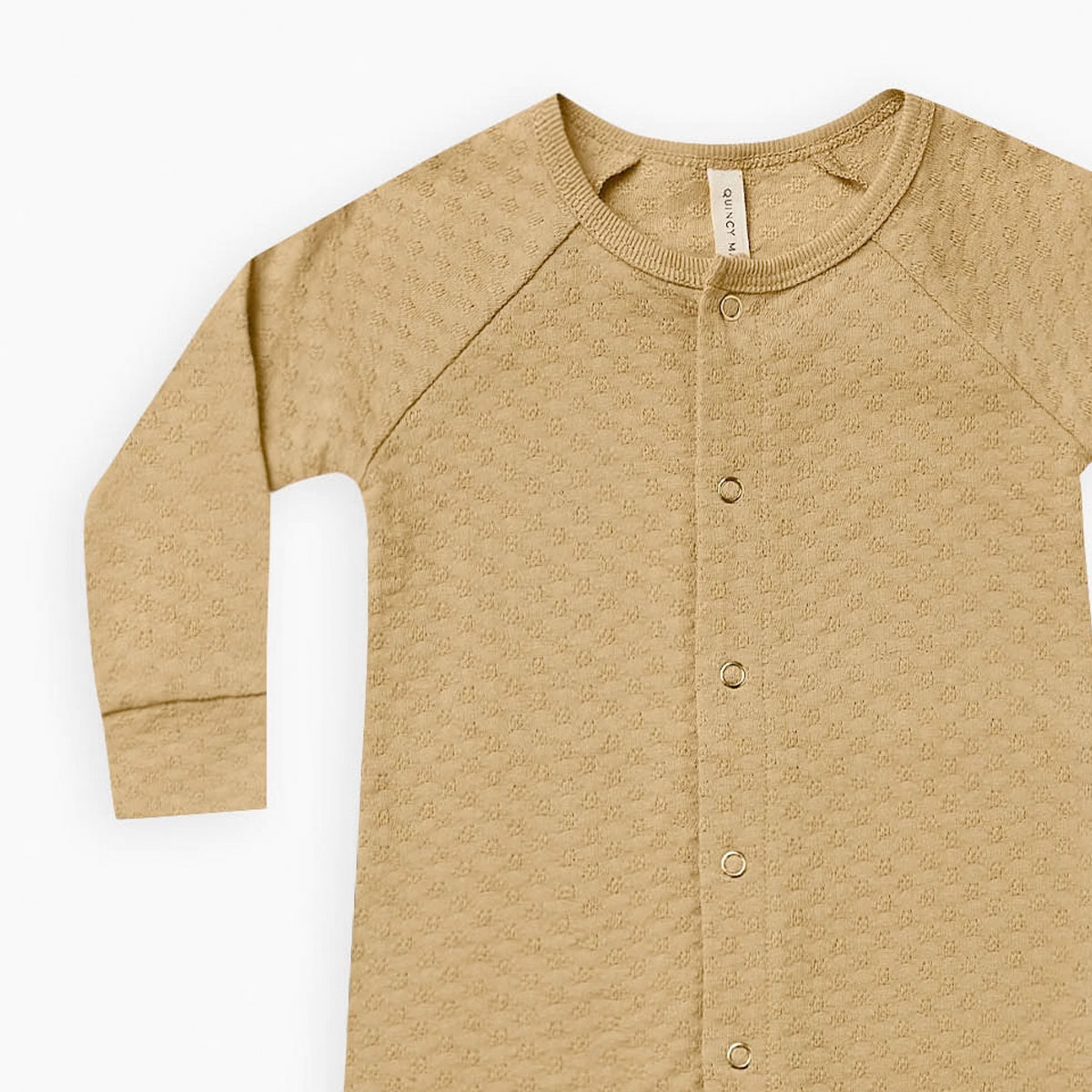 [30%off] Quincy Mae オーガニックコットン POINTELLE LONG JOHN  [ネコポス対応可] GOLD 60-70/80-90