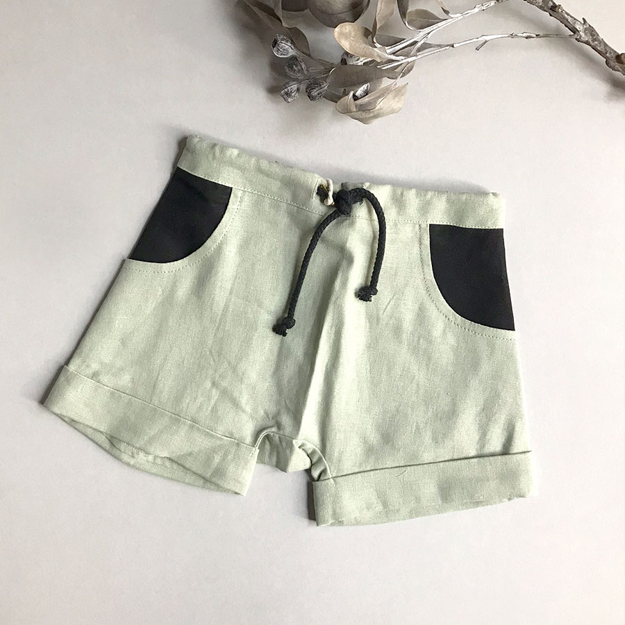 [70%OFF] From Spain popelin Green shorts with turn-up　-/-/110/-/-/- [※1 クリックポスト可]　