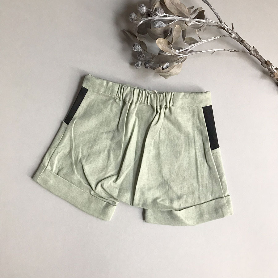[70%OFF] From Spain popelin Green shorts with turn-up　-/-/110/-/-/- [※1 クリックポスト可]　