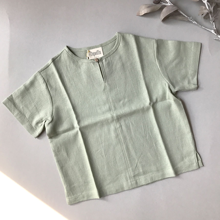 ［50%OFF］ From Spain Popelin  Green short sleeved shirt 80-90/-/100-110/110-120/120-130/130-140/150-160