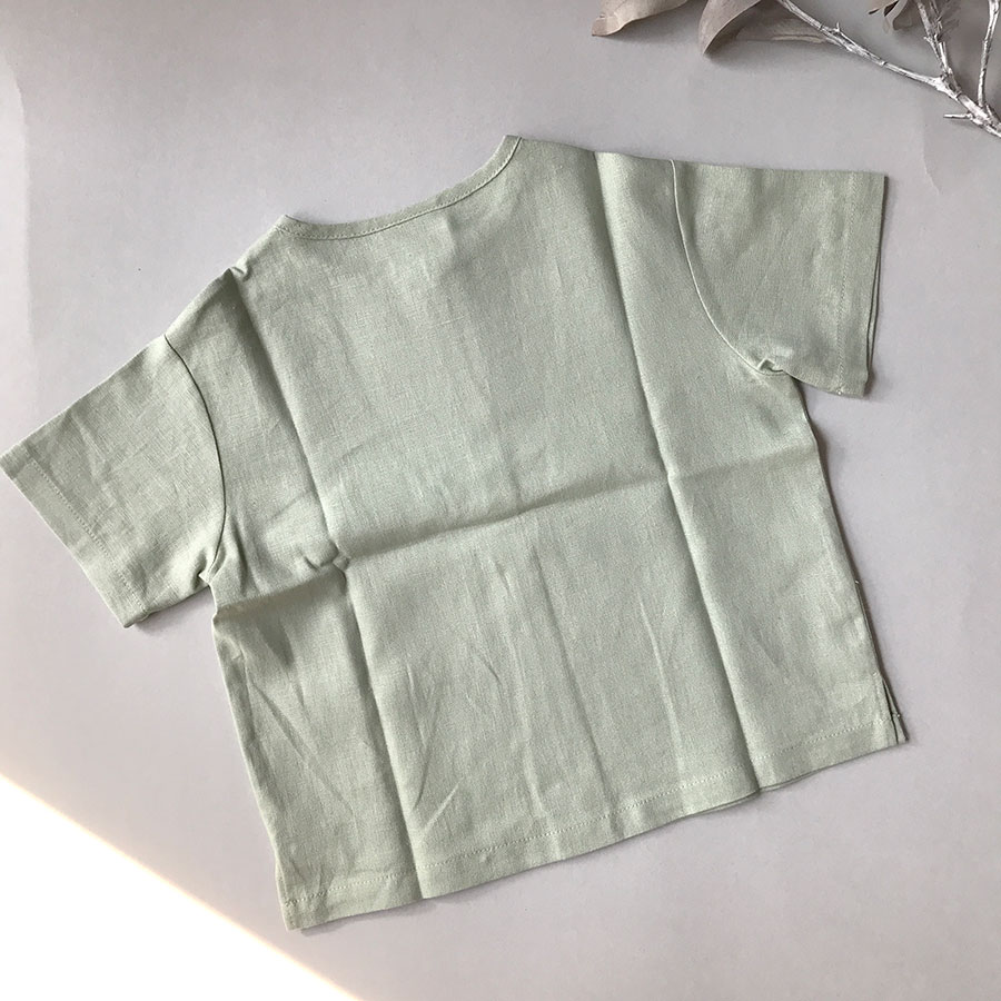 ［50%OFF］ From Spain Popelin  Green short sleeved shirt 80-90/-/100-110/110-120/120-130/130-140/150-160
