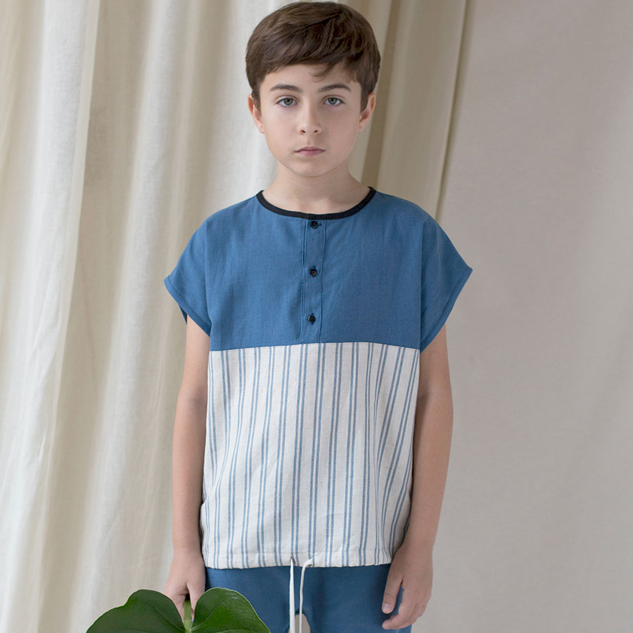 ［50%OFF］ From Spain Popelin  Blue york shirt 80-90/90-100/-/-/-/-/-