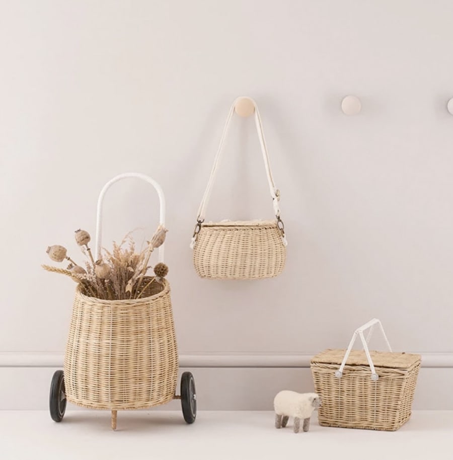 イギリスから Olli Ella オリエラ　Luggy Basket - STRAW 33 x 57cm [ラッピング不可]