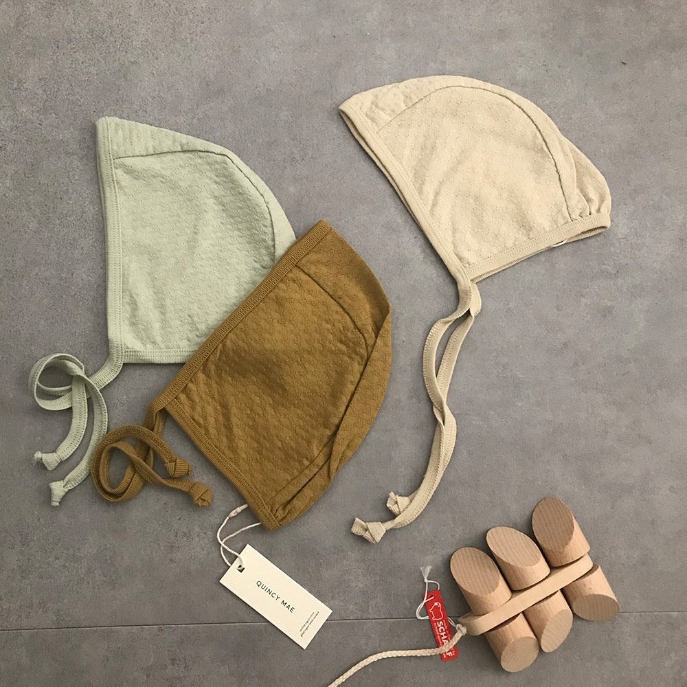 [30%off] Quincy Mae オーガニックコットン POINTELLE BABY BONNET [ネコポス対応可] MINT 6ヶ月 / 1歳