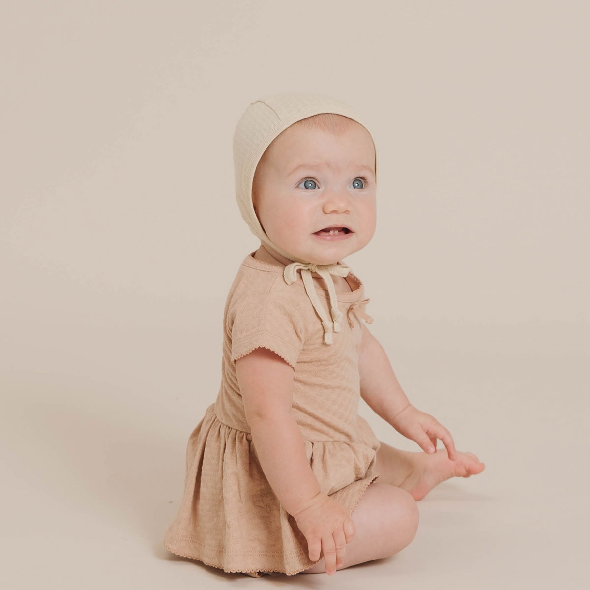 [30%off] Quincy Mae オーガニックコットン POINTELLE BABY BONNET [ネコポス対応可] MINT 6ヶ月 / 1歳