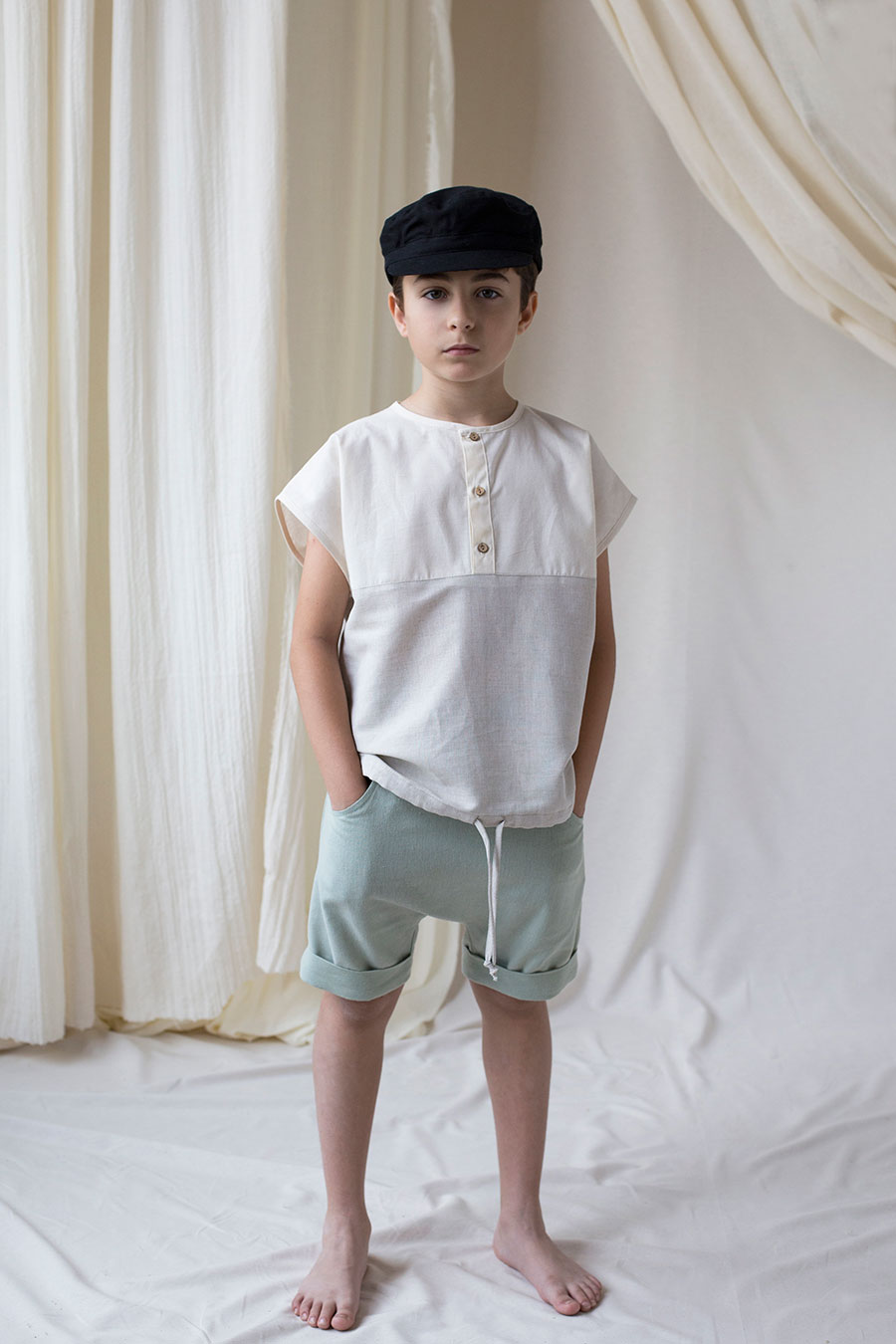 ［50%OFF］ From Spain Popelin  Natural yolk shirt 80-90/-/-/110-120/120-130/-/-