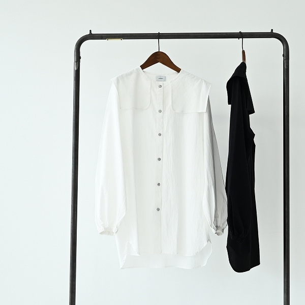 [30%OFF] undeny. スクエアカラーブラウス  1(140-150)/-/-WH/BK