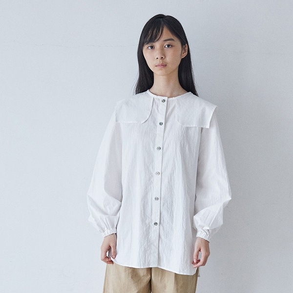 [30%OFF] undeny. スクエアカラーブラウス  1(140-150)/-/-WH/BK