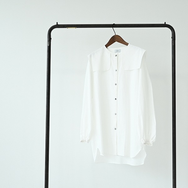 [30%OFF] undeny. スクエアカラーブラウス  1(140-150)/-/-WH/BK