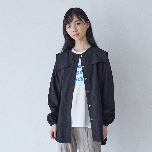 [30%OFF] undeny. スクエアカラーブラウス  1(140-150)/-/-WH/BK