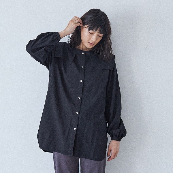 [30%OFF] undeny. スクエアカラーブラウス  1(140-150)/-/-WH/BK