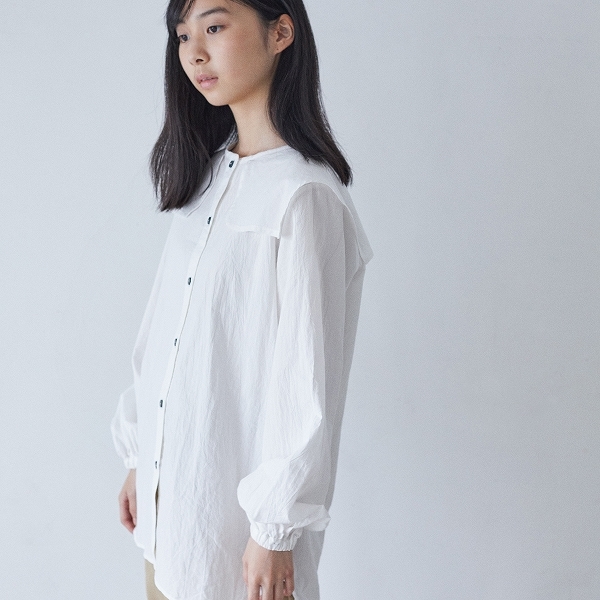 [30%OFF] undeny. スクエアカラーブラウス  1(140-150)/-/-WH/BK