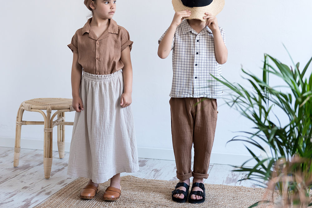 [50%OFF] From spain MY LITTLE COZMO SHIRT BABY ORIOL85 /カラーPEACH GRID /50-60/70-80/80-90 My Little Cozmo\トップス