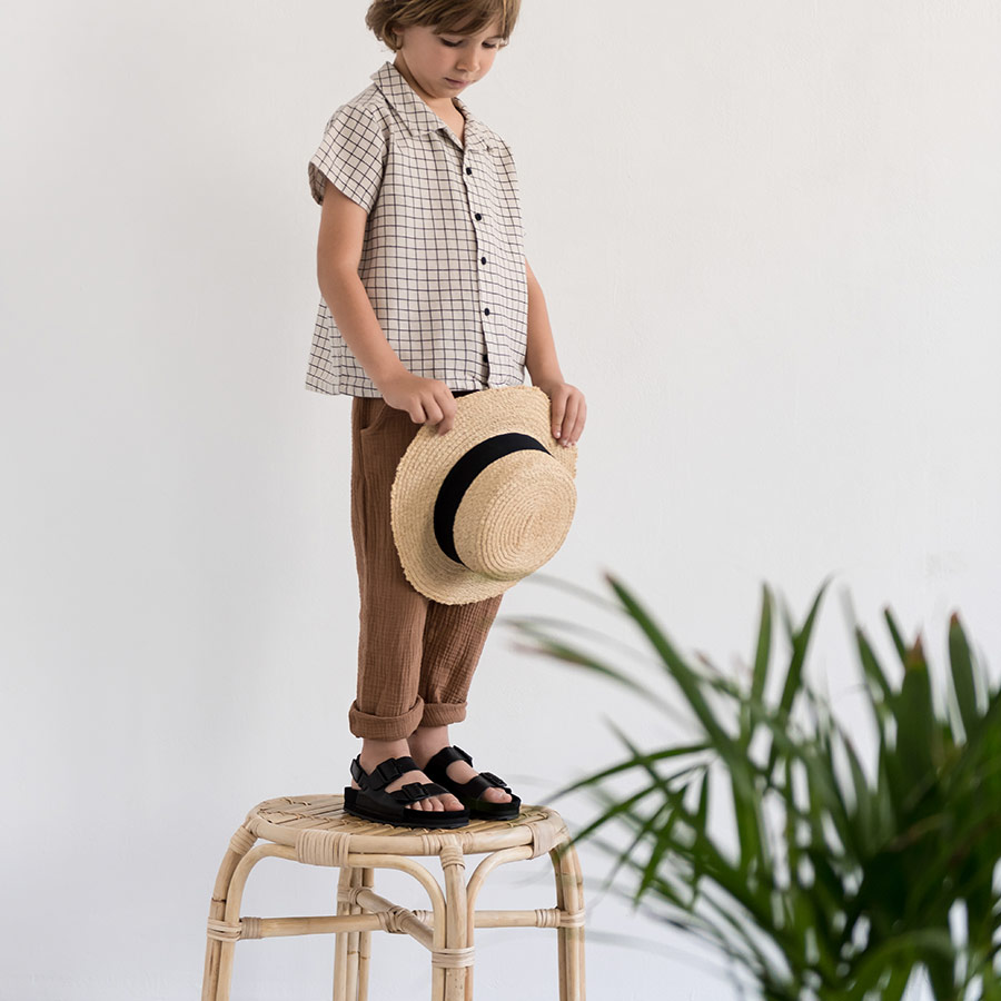 [50%OFF] From spain MY LITTLE COZMO SHIRT BABY ORIOL85 /カラーPEACH GRID /50-60/70-80/80-90 My Little Cozmo\トップス