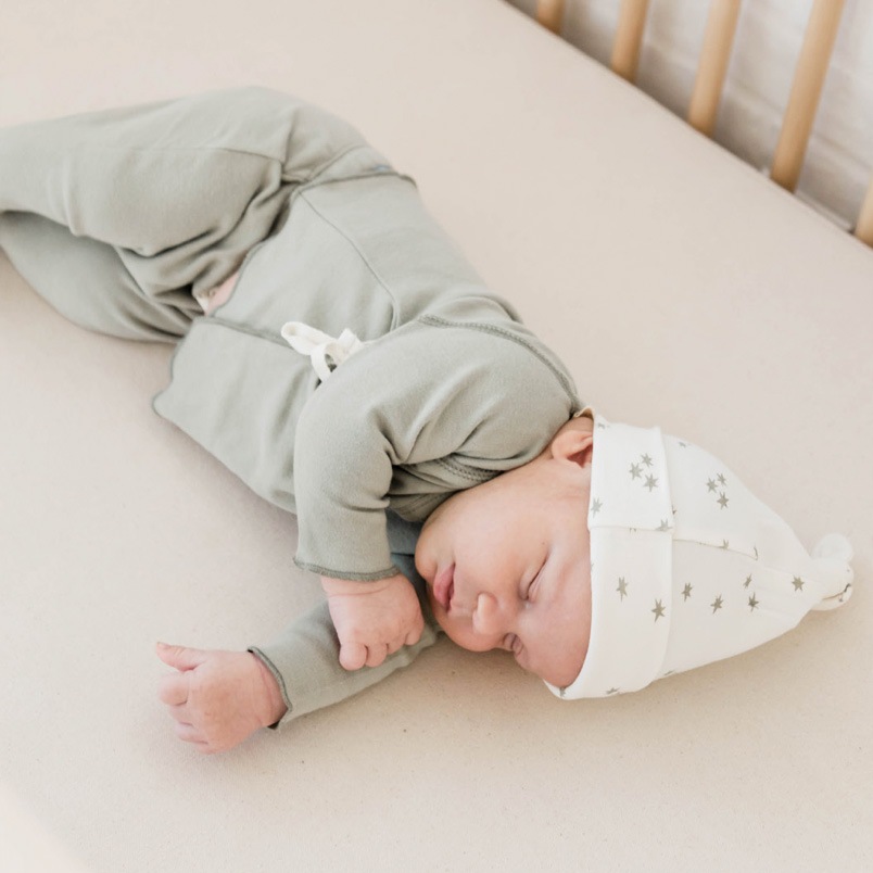 Quincy Mae オーガニックコットン  Kimono Top + Footed Pant SET 6-12M [ネコポス対応可] OCEAN 60 出産祝