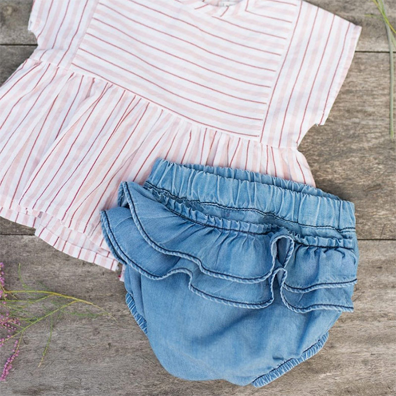 [50%OFF]   From spain 1+in the family IBIZA bloomer ダンガリーブルマー 80/90 1+in the family ワンモアインザ・ファミリー\ボトムス