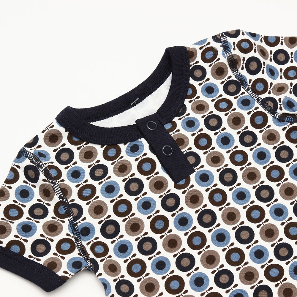 Katvig キャトヴィ オーガニックコットン ミニアップル 半袖ボディ　Body S/S 68/80   Mini Apple Blue/sand