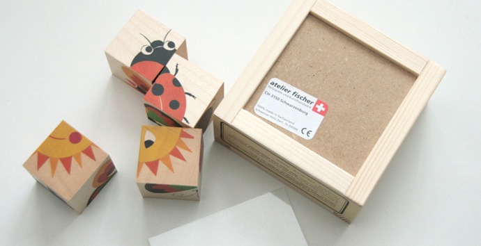 スイス アトリエ・フィッシャー社 六面体パズル4ピース /ナチュラル